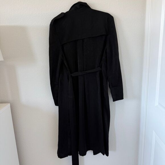 EUC Satin Black Lightweight Trench Coat, size: M - Picture 4 of 5